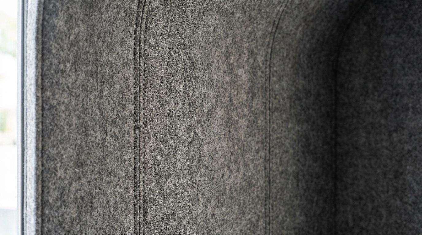 Nahaufnahme einer textilen Absorberverkleidung im Inneren einer Akustikkabine